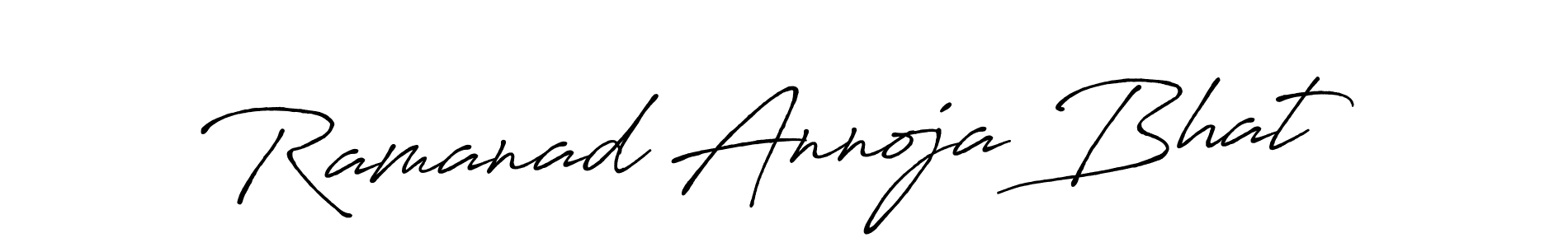 The best way (Antro_Vectra_Bolder) to make a short signature is to pick only two or three words in your name. The name Ramanad Annoja Bhat include a total of six letters. For converting this name. Ramanad Annoja Bhat signature style 7 images and pictures png