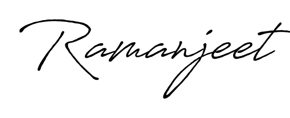 Create your official email sign-off with Ramanjeet name in Antro_Vectra_Bolder style. Crisp, clean, and perfectly legible across all screens. Ramanjeet signature style 7 images and pictures png