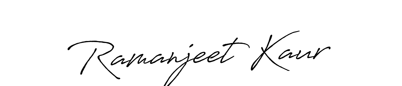 How to make Ramanjeet Kaur name signature. Use Antro_Vectra_Bolder style for creating short signs online. This is the latest handwritten sign. Ramanjeet Kaur signature style 7 images and pictures png