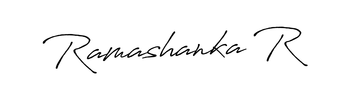 How to make Ramashanka R name signature. Use Antro_Vectra_Bolder style for creating short signs online. This is the latest handwritten sign. Ramashanka R signature style 7 images and pictures png