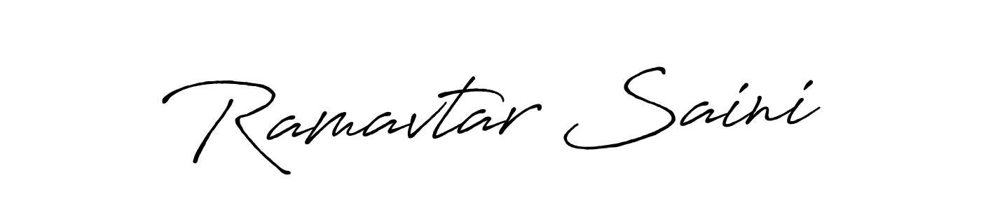 The best way (Antro_Vectra_Bolder) to make a short signature is to pick only two or three words in your name. The name Ramavtar Saini include a total of six letters. For converting this name. Ramavtar Saini signature style 7 images and pictures png
