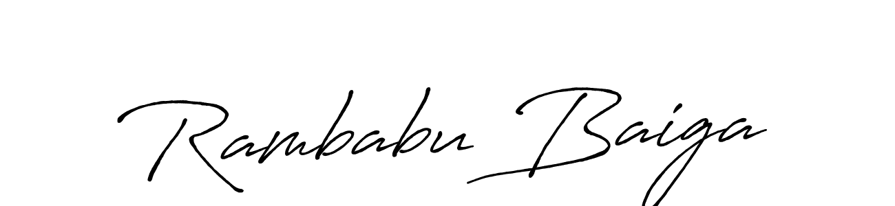 Create a beautiful signature design for name Rambabu Baiga. With this signature (Antro_Vectra_Bolder) fonts, you can make a handwritten signature for free. Rambabu Baiga signature style 7 images and pictures png