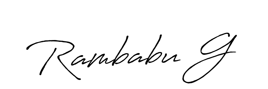 It looks lik you need a new signature style for name Rambabu G. Design unique handwritten (Antro_Vectra_Bolder) signature with our free signature maker in just a few clicks. Rambabu G signature style 7 images and pictures png