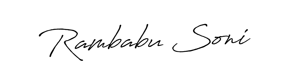 Use a signature maker to create a handwritten signature online. With this signature software, you can design (Antro_Vectra_Bolder) your own signature for name Rambabu Soni. Rambabu Soni signature style 7 images and pictures png