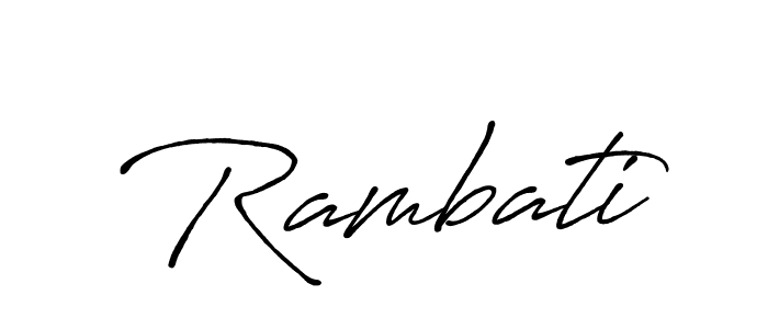 Use a signature maker to create a handwritten signature online. With this signature software, you can design (Antro_Vectra_Bolder) your own signature for name Rambati. Rambati signature style 7 images and pictures png