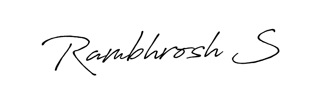 This is the best signature style for the Rambhrosh S name. Also you like these signature font (Antro_Vectra_Bolder). Mix name signature. Rambhrosh S signature style 7 images and pictures png