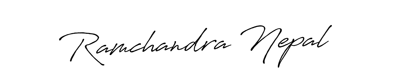 The best way (Antro_Vectra_Bolder) to make a short signature is to pick only two or three words in your name. The name Ramchandra Nepal include a total of six letters. For converting this name. Ramchandra Nepal signature style 7 images and pictures png