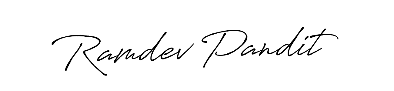 How to make Ramdev Pandit name signature. Use Antro_Vectra_Bolder style for creating short signs online. This is the latest handwritten sign. Ramdev Pandit signature style 7 images and pictures png