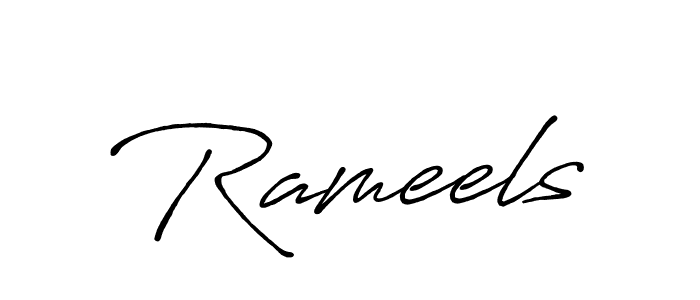 The best way (Antro_Vectra_Bolder) to make a short signature is to pick only two or three words in your name. The name Rameels include a total of six letters. For converting this name. Rameels signature style 7 images and pictures png