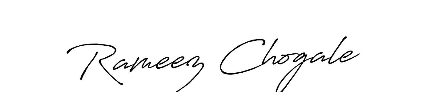 How to make Rameez Chogale name signature. Use Antro_Vectra_Bolder style for creating short signs online. This is the latest handwritten sign. Rameez Chogale signature style 7 images and pictures png