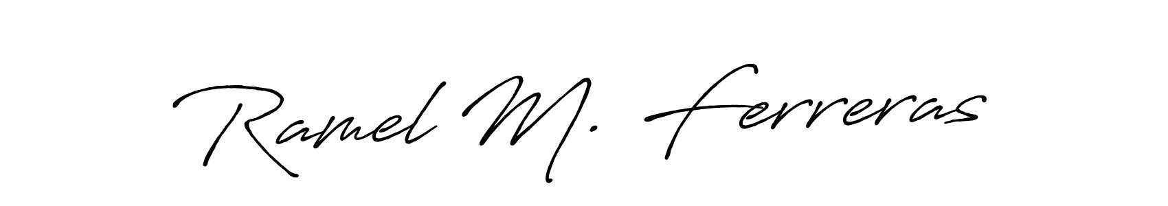 if you are searching for the best signature style for your name Ramel M. Ferreras. so please give up your signature search. here we have designed multiple signature styles  using Antro_Vectra_Bolder. Ramel M. Ferreras signature style 7 images and pictures png