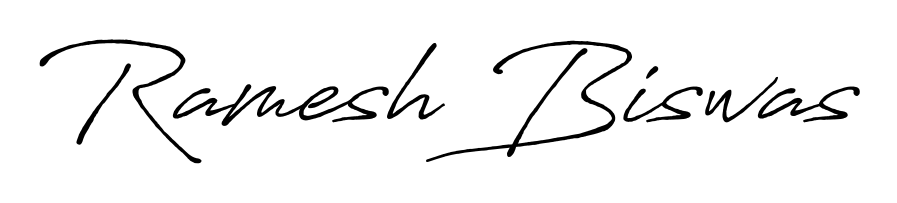 Give your name Ramesh Biswas an exquisite flair with the Antro_Vectra_Bolder script font. Ideal for contracts, resumes, and formal letterheads. Ramesh Biswas signature style 7 images and pictures png