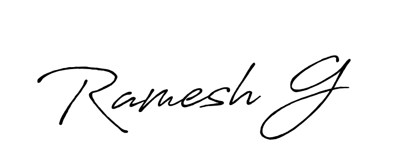 The best way (Antro_Vectra_Bolder) to make a short signature is to pick only two or three words in your name. The name Ramesh G include a total of six letters. For converting this name. Ramesh G signature style 7 images and pictures png