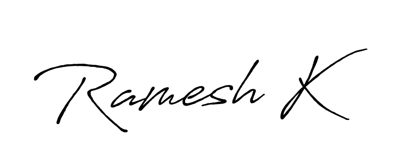 Make a beautiful signature design for name Ramesh K. With this signature (Antro_Vectra_Bolder) style, you can create a handwritten signature for free. Ramesh K signature style 7 images and pictures png