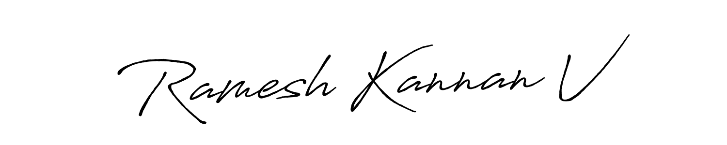 Create a beautiful signature design for name Ramesh Kannan V. With this signature (Antro_Vectra_Bolder) fonts, you can make a handwritten signature for free. Ramesh Kannan V signature style 7 images and pictures png