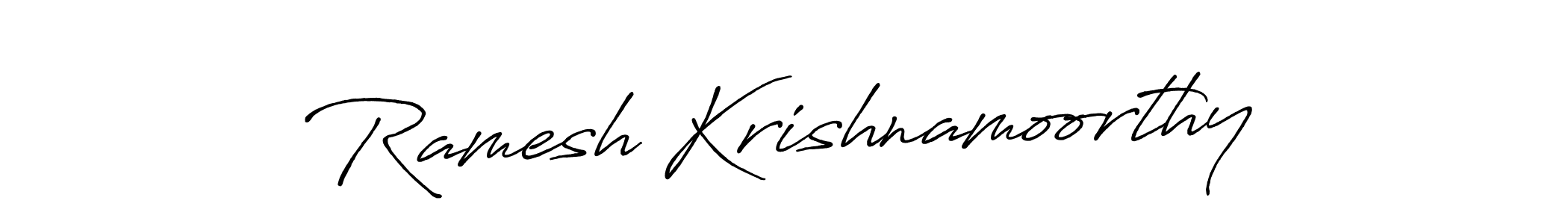 How to make Ramesh Krishnamoorthy name signature. Use Antro_Vectra_Bolder style for creating short signs online. This is the latest handwritten sign. Ramesh Krishnamoorthy signature style 7 images and pictures png