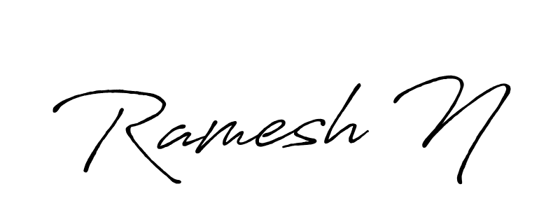 The best way (Antro_Vectra_Bolder) to make a short signature is to pick only two or three words in your name. The name Ramesh N include a total of six letters. For converting this name. Ramesh N signature style 7 images and pictures png