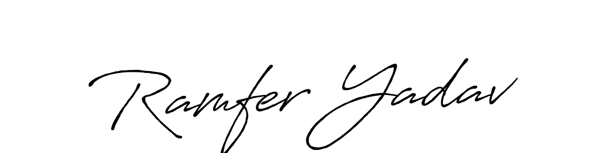 if you are searching for the best signature style for your name Ramfer Yadav. so please give up your signature search. here we have designed multiple signature styles  using Antro_Vectra_Bolder. Ramfer Yadav signature style 7 images and pictures png