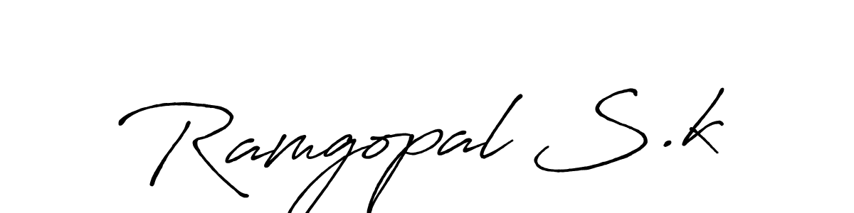 The best way (Antro_Vectra_Bolder) to make a short signature is to pick only two or three words in your name. The name Ramgopal S.k include a total of six letters. For converting this name. Ramgopal S.k signature style 7 images and pictures png