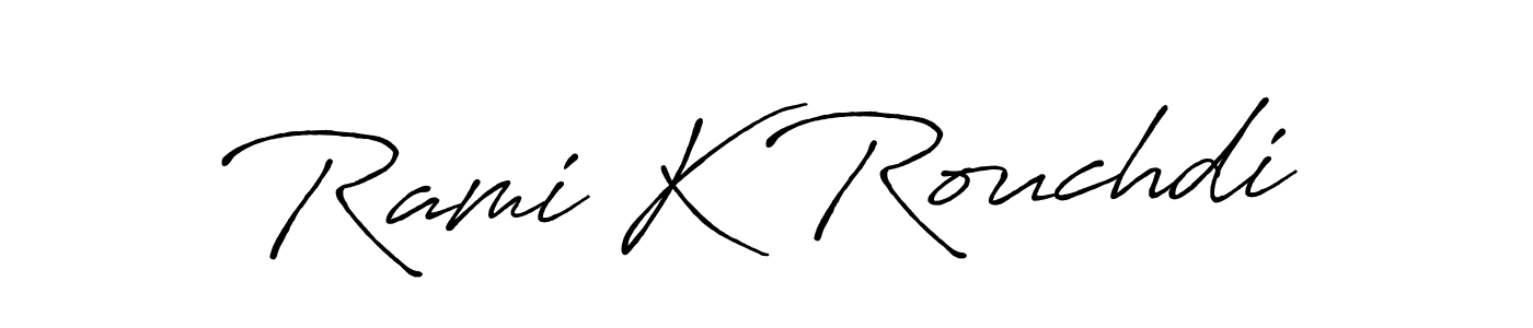 Make a beautiful signature design for name Rami K Rouchdi. With this signature (Antro_Vectra_Bolder) style, you can create a handwritten signature for free. Rami K Rouchdi signature style 7 images and pictures png