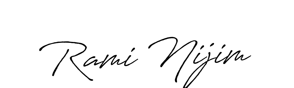 It looks lik you need a new signature style for name Rami Nijim. Design unique handwritten (Antro_Vectra_Bolder) signature with our free signature maker in just a few clicks. Rami Nijim signature style 7 images and pictures png