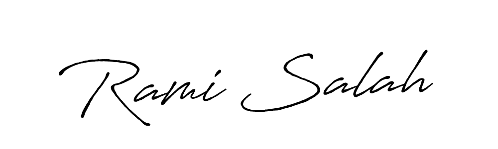 Also You can easily find your signature by using the search form. We will create Rami Salah name handwritten signature images for you free of cost using Antro_Vectra_Bolder sign style. Rami Salah signature style 7 images and pictures png