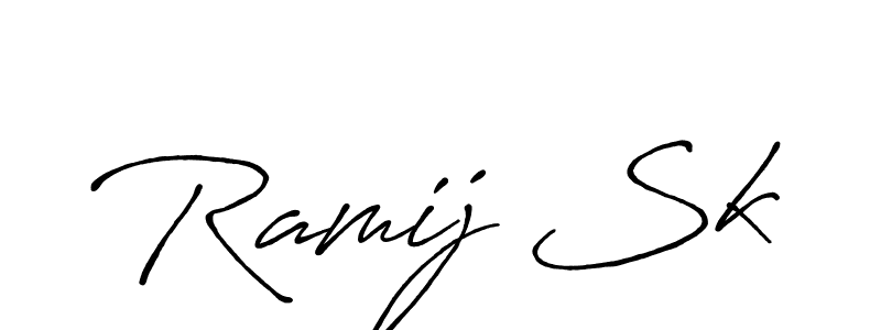 Ramij Sk stylish signature style. Best Handwritten Sign (Antro_Vectra_Bolder) for my name. Handwritten Signature Collection Ideas for my name Ramij Sk. Ramij Sk signature style 7 images and pictures png