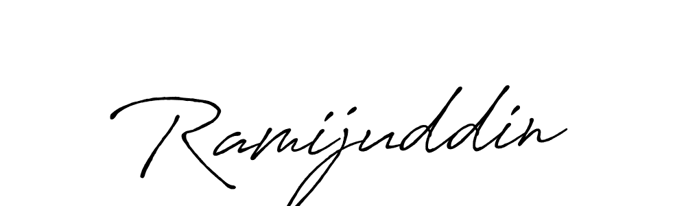 Use a signature maker to create a handwritten signature online. With this signature software, you can design (Antro_Vectra_Bolder) your own signature for name Ramijuddin. Ramijuddin signature style 7 images and pictures png