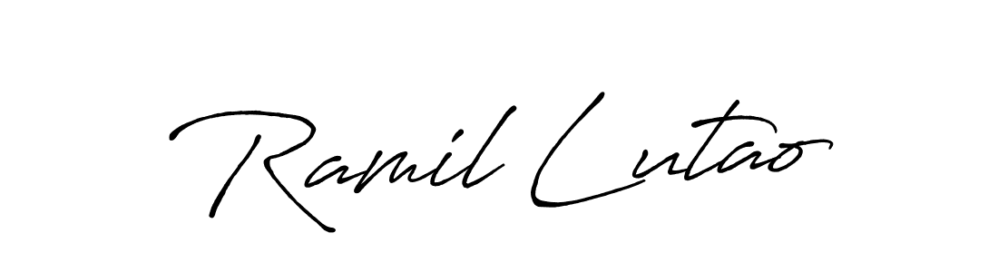 Ramil Lutao stylish signature style. Best Handwritten Sign (Antro_Vectra_Bolder) for my name. Handwritten Signature Collection Ideas for my name Ramil Lutao. Ramil Lutao signature style 7 images and pictures png