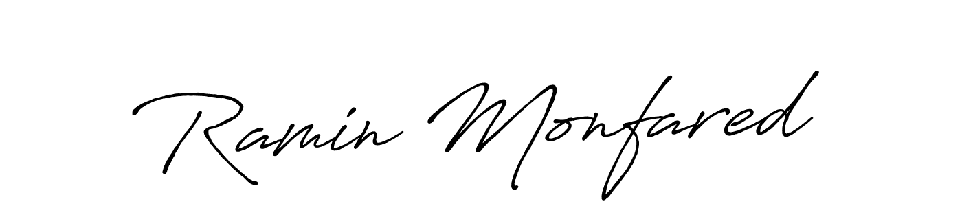 This is the best signature style for the Ramin Monfared name. Also you like these signature font (Antro_Vectra_Bolder). Mix name signature. Ramin Monfared signature style 7 images and pictures png