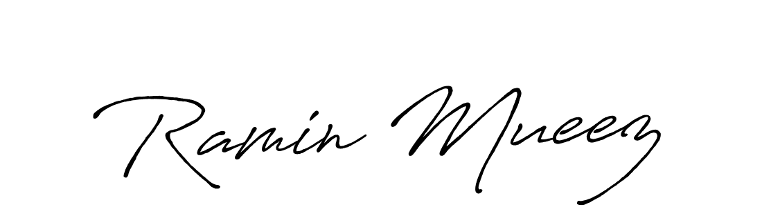 Use a signature maker to create a handwritten signature online. With this signature software, you can design (Antro_Vectra_Bolder) your own signature for name Ramin Mueez. Ramin Mueez signature style 7 images and pictures png