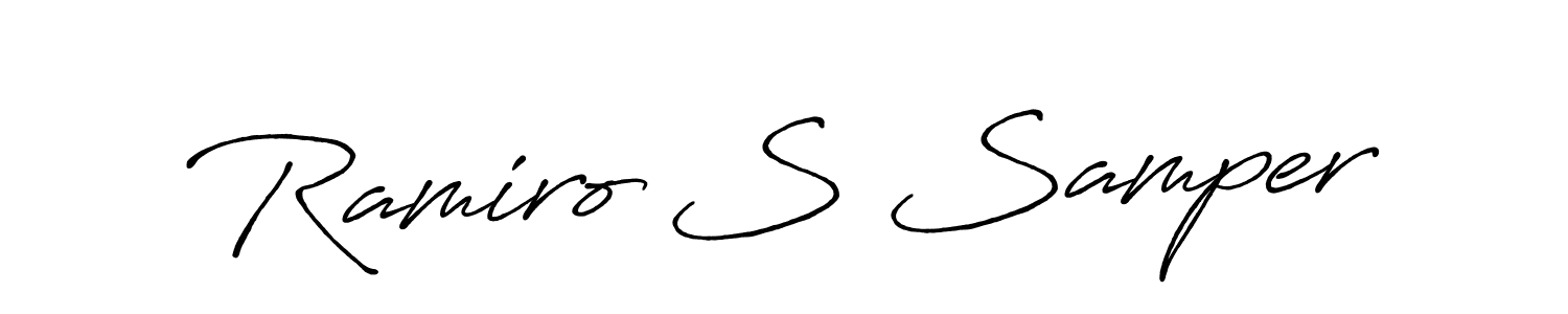 if you are searching for the best signature style for your name Ramiro S Samper. so please give up your signature search. here we have designed multiple signature styles  using Antro_Vectra_Bolder. Ramiro S Samper signature style 7 images and pictures png