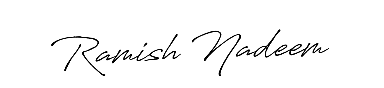 You can use this online signature creator to create a handwritten signature for the name Ramish Nadeem. This is the best online autograph maker. Ramish Nadeem signature style 7 images and pictures png