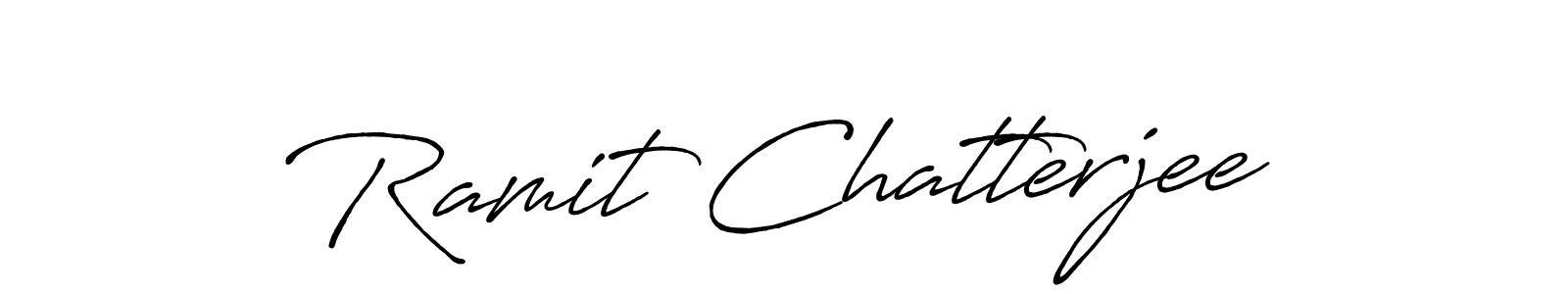 You should practise on your own different ways (Antro_Vectra_Bolder) to write your name (Ramit Chatterjee) in signature. don't let someone else do it for you. Ramit Chatterjee signature style 7 images and pictures png
