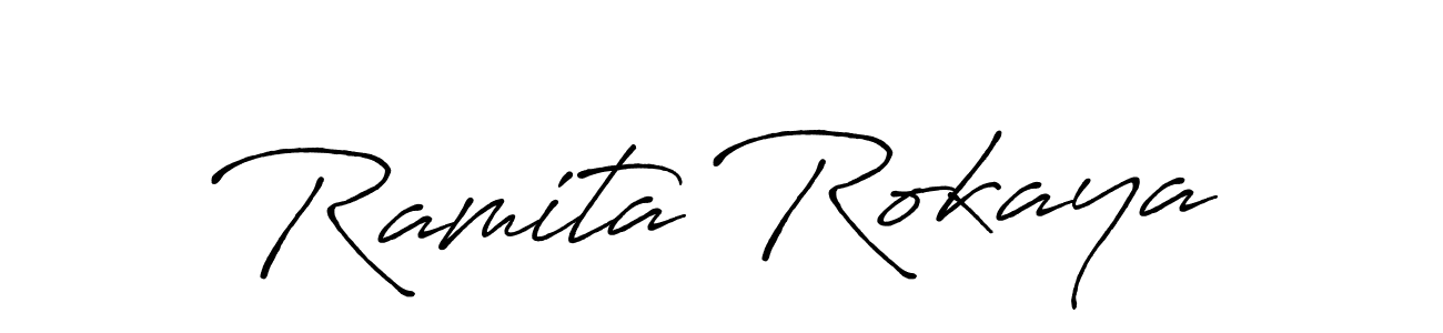 Use a signature maker to create a handwritten signature online. With this signature software, you can design (Antro_Vectra_Bolder) your own signature for name Ramita Rokaya. Ramita Rokaya signature style 7 images and pictures png