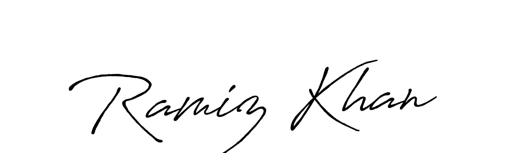 Make a beautiful signature design for name Ramiz Khan. With this signature (Antro_Vectra_Bolder) style, you can create a handwritten signature for free. Ramiz Khan signature style 7 images and pictures png