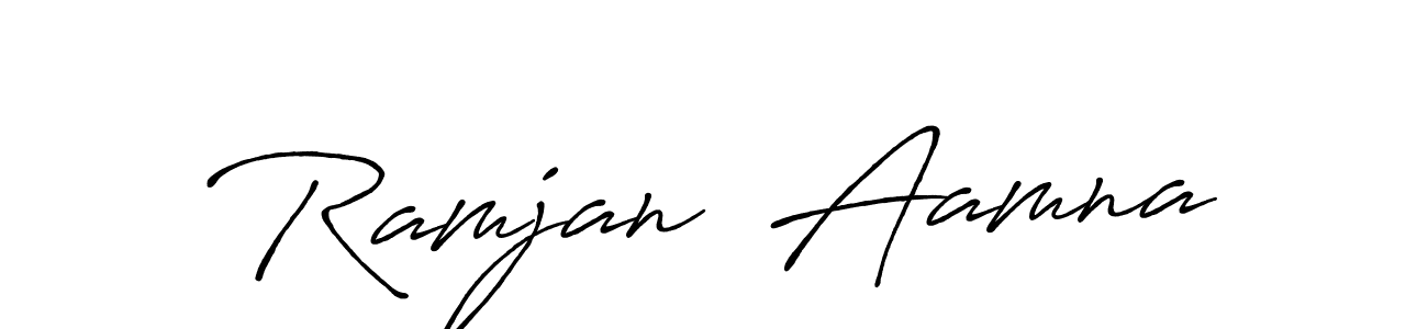 The best way (Antro_Vectra_Bolder) to make a short signature is to pick only two or three words in your name. The name Ramjan  Aamna include a total of six letters. For converting this name. Ramjan  Aamna signature style 7 images and pictures png