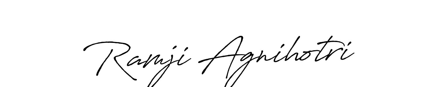 Antro_Vectra_Bolder is a professional signature style that is perfect for those who want to add a touch of class to their signature. It is also a great choice for those who want to make their signature more unique. Get Ramji Agnihotri name to fancy signature for free. Ramji Agnihotri signature style 7 images and pictures png