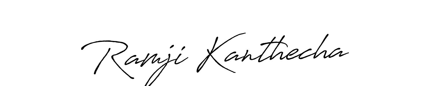 The best way (Antro_Vectra_Bolder) to make a short signature is to pick only two or three words in your name. The name Ramji Kanthecha include a total of six letters. For converting this name. Ramji Kanthecha signature style 7 images and pictures png