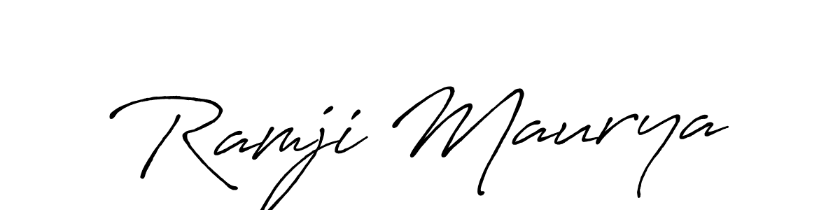 Similarly Antro_Vectra_Bolder is the best handwritten signature design. Signature creator online .You can use it as an online autograph creator for name Ramji Maurya. Ramji Maurya signature style 7 images and pictures png