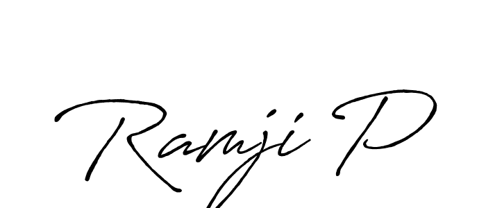 if you are searching for the best signature style for your name Ramji P. so please give up your signature search. here we have designed multiple signature styles  using Antro_Vectra_Bolder. Ramji P signature style 7 images and pictures png