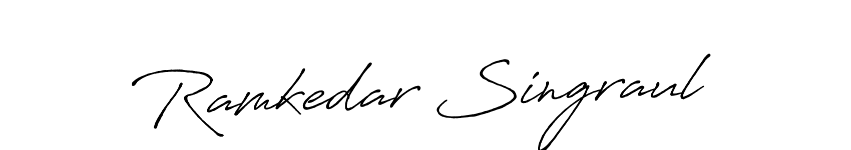 How to make Ramkedar Singraul name signature. Use Antro_Vectra_Bolder style for creating short signs online. This is the latest handwritten sign. Ramkedar Singraul signature style 7 images and pictures png