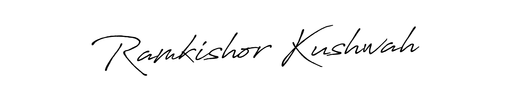 How to make Ramkishor Kushwah name signature. Use Antro_Vectra_Bolder style for creating short signs online. This is the latest handwritten sign. Ramkishor Kushwah signature style 7 images and pictures png
