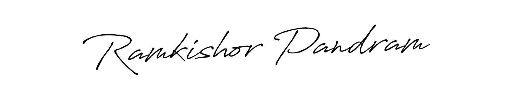 The best way (Antro_Vectra_Bolder) to make a short signature is to pick only two or three words in your name. The name Ramkishor Pandram include a total of six letters. For converting this name. Ramkishor Pandram signature style 7 images and pictures png