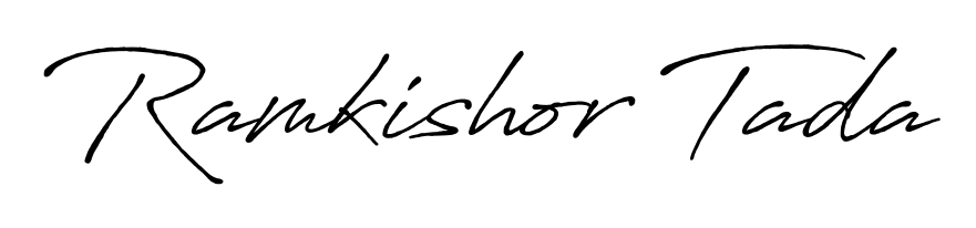 A classic penmanship look for Ramkishor Tada. The Antro_Vectra_Bolder font brings timeless elegance and confidence to every signed document. Ramkishor Tada signature style 7 images and pictures png