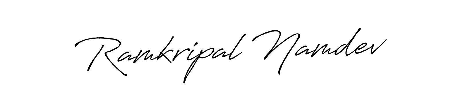 How to make Ramkripal Namdev name signature. Use Antro_Vectra_Bolder style for creating short signs online. This is the latest handwritten sign. Ramkripal Namdev signature style 7 images and pictures png