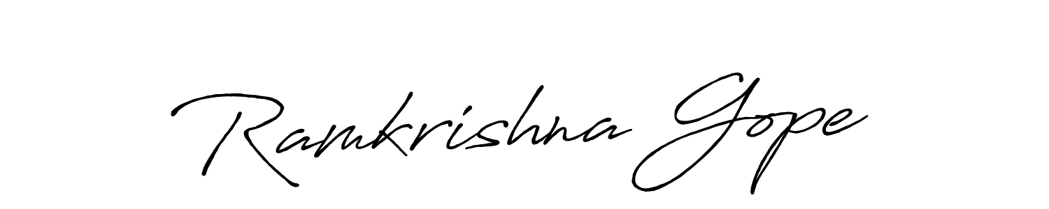 How to make Ramkrishna Gope name signature. Use Antro_Vectra_Bolder style for creating short signs online. This is the latest handwritten sign. Ramkrishna Gope signature style 7 images and pictures png