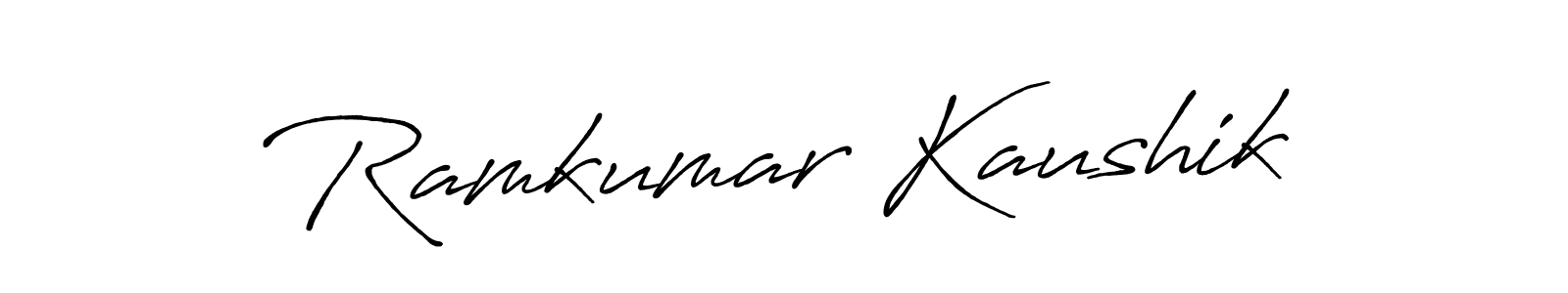 The best way (Antro_Vectra_Bolder) to make a short signature is to pick only two or three words in your name. The name Ramkumar Kaushik include a total of six letters. For converting this name. Ramkumar Kaushik signature style 7 images and pictures png