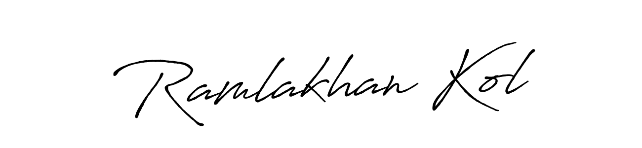 This is the best signature style for the Ramlakhan Kol name. Also you like these signature font (Antro_Vectra_Bolder). Mix name signature. Ramlakhan Kol signature style 7 images and pictures png