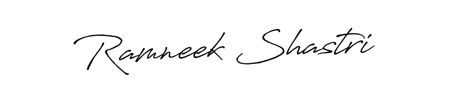 The best way (Antro_Vectra_Bolder) to make a short signature is to pick only two or three words in your name. The name Ramneek Shastri include a total of six letters. For converting this name. Ramneek Shastri signature style 7 images and pictures png